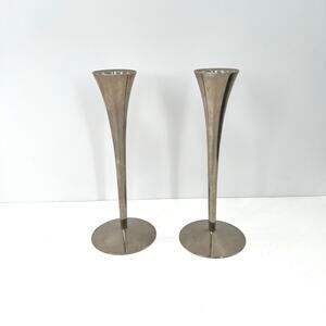 VTG Arthur Salm Solingen Germany 6" Candlestick Holders Chrome Stainless Steel